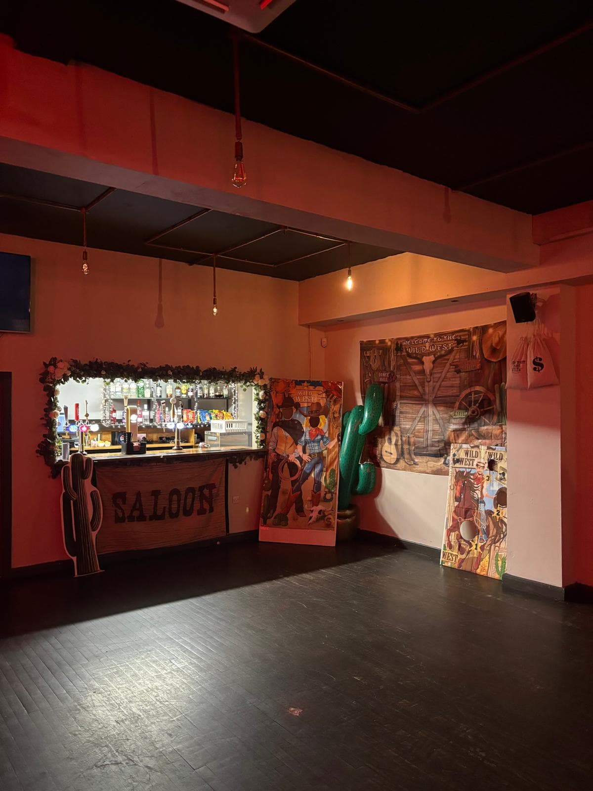 Wild west saloon themed party setup