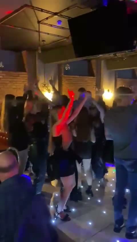 Birthday crowd dancing at Gracy's